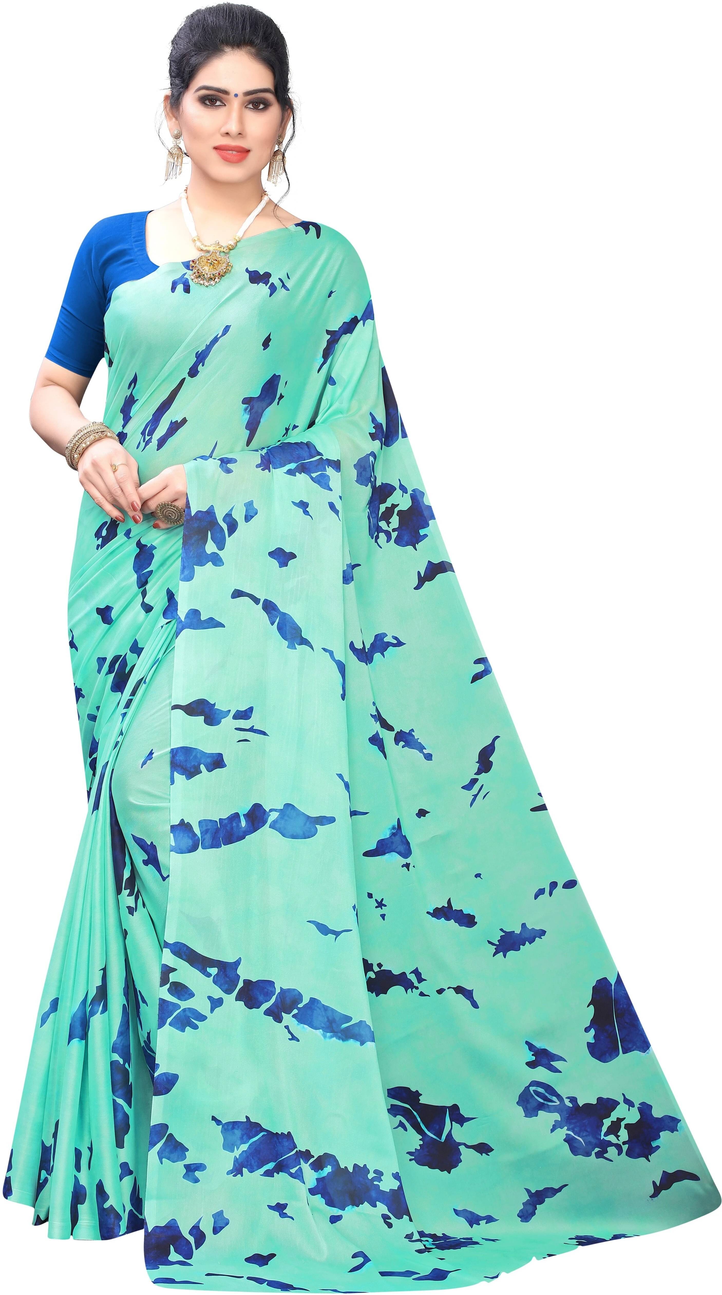     			Yashika Silk Blend Printed Regular Saree With Unstitched Blouse Piece ( Green )