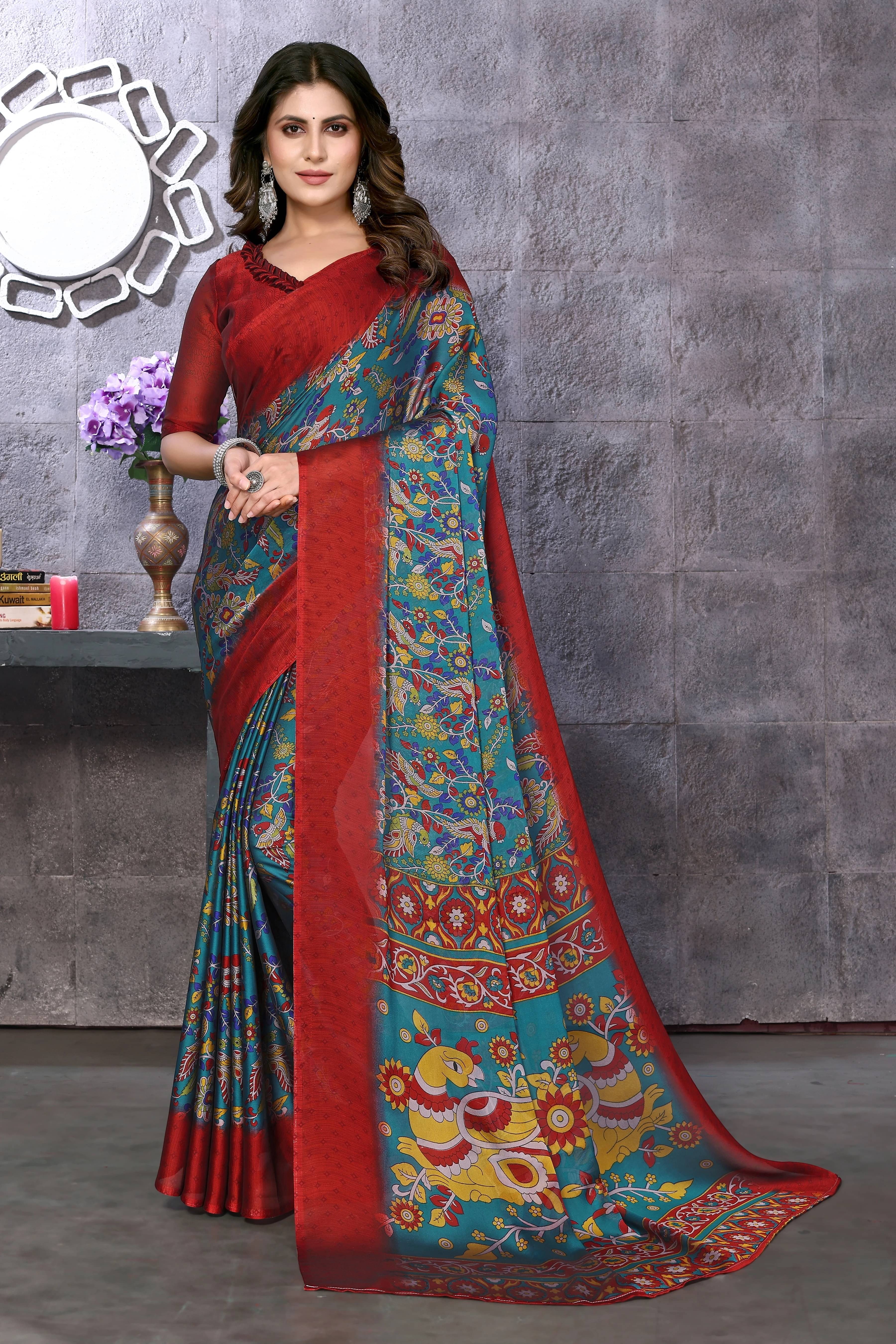 Yashika Silk Printed Regular Saree With Unstitched Blouse Piece ( Maroon ) Yashika Silk Printed Regular Saree With Unstitched Blouse Piece ( Maroon )