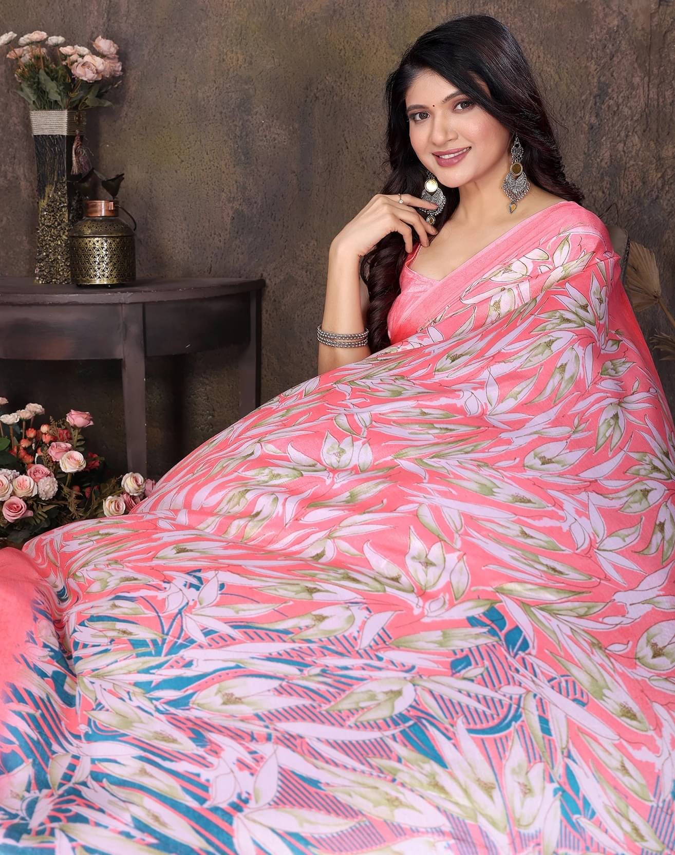 Yashika Silk Printed Regular Saree With Unstitched Blouse Piece ( Pink ) Yashika Silk Printed Regular Saree With Unstitched Blouse Piece ( Pink )