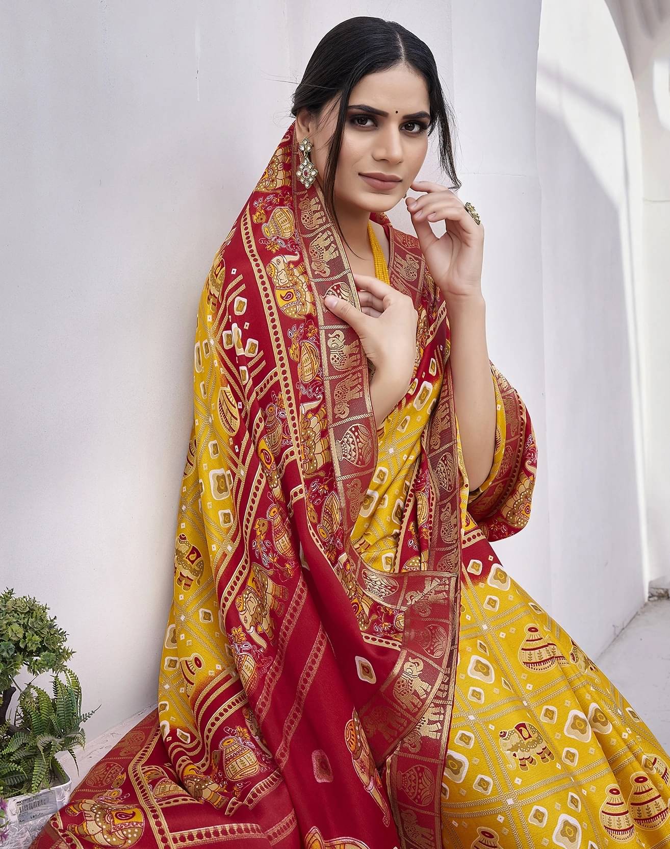 Yashika Silk Printed Regular Saree With Unstitched Blouse Piece ( Red ) Yashika Silk Printed Regular Saree With Unstitched Blouse Piece ( Red )