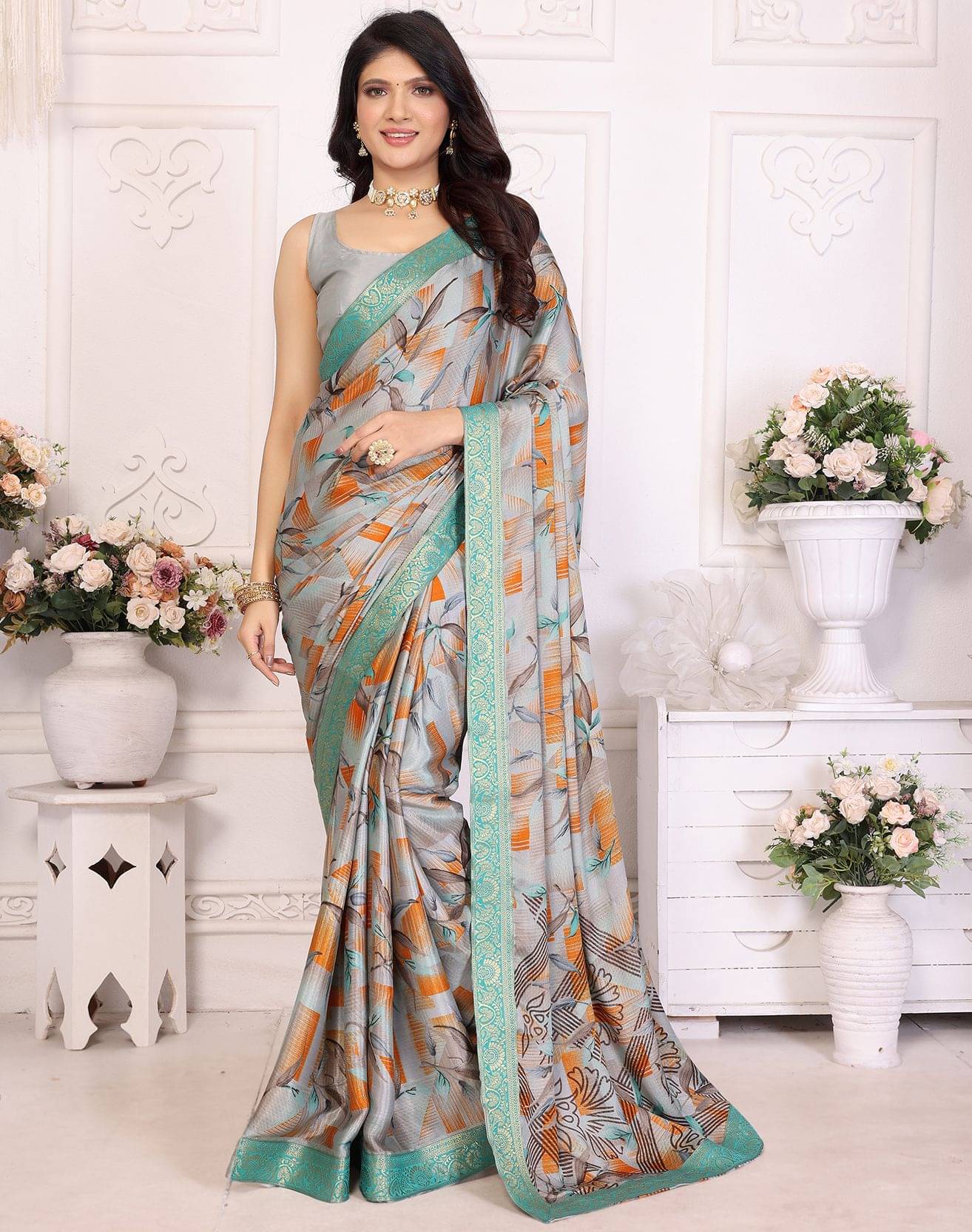     			Yashika Silk Printed Regular Saree With Unstitched Blouse Piece ( Green )