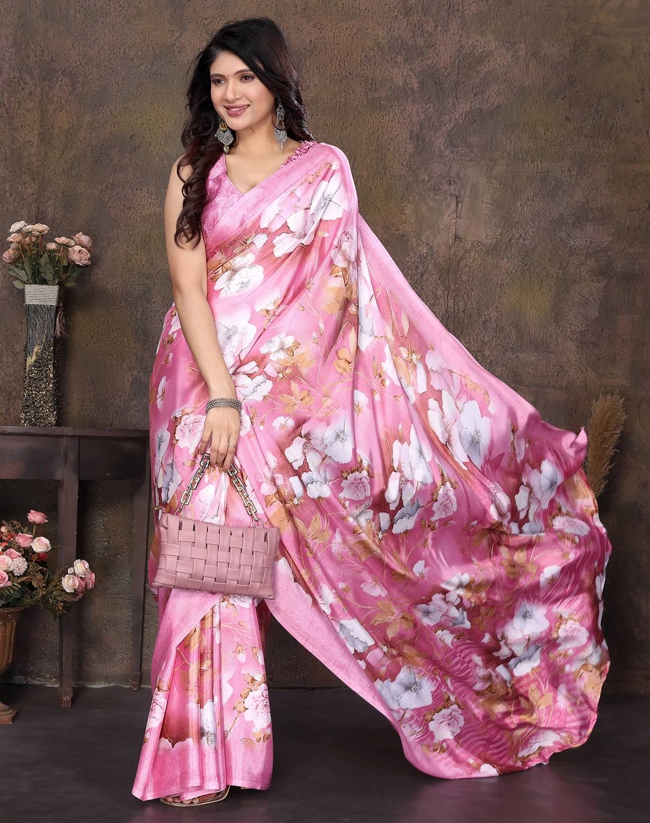 Yashika Silk Printed Regular Saree With Unstitched Blouse Piece ( Pink ) Yashika Silk Printed Regular Saree With Unstitched Blouse Piece ( Pink )