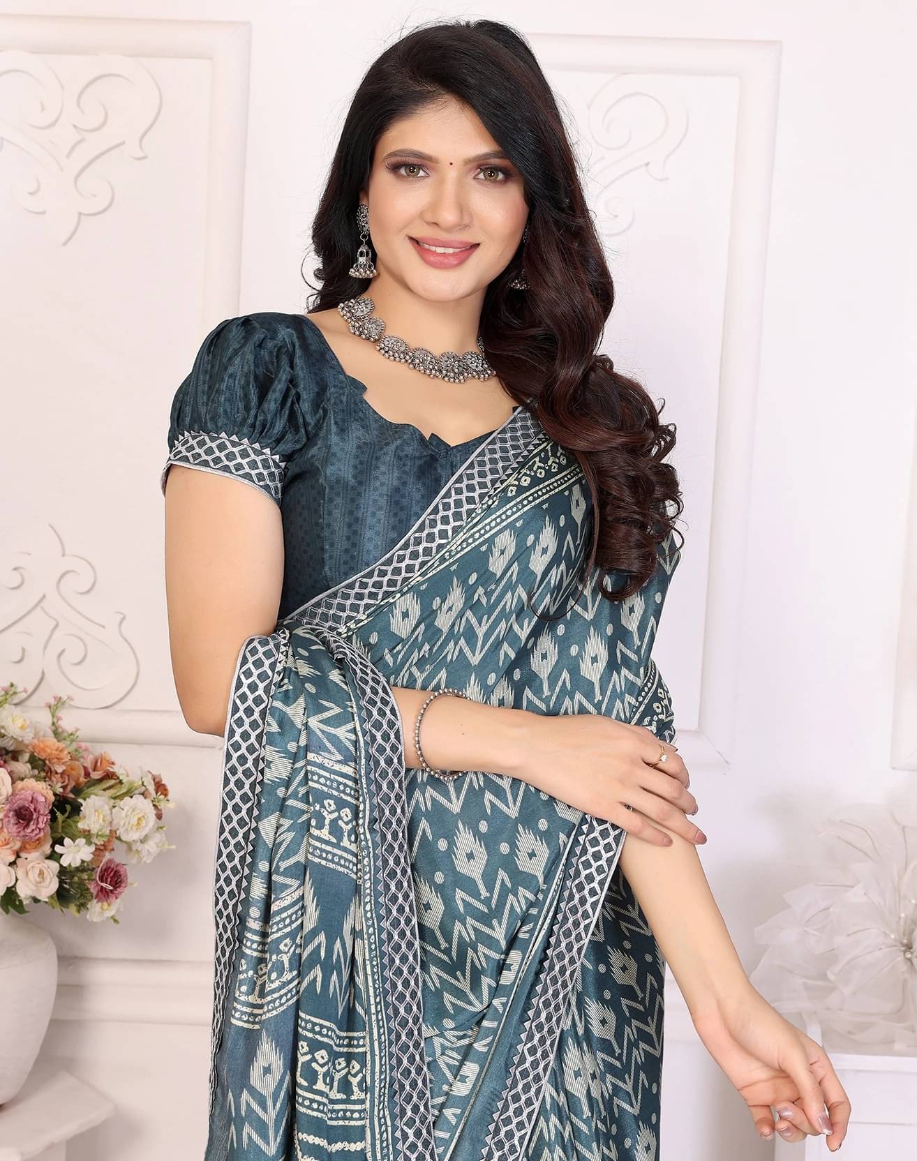 Yashika Silk Printed Regular Saree With Unstitched Blouse Piece ( Blue ) Yashika Silk Printed Regular Saree With Unstitched Blouse Piece ( Blue )