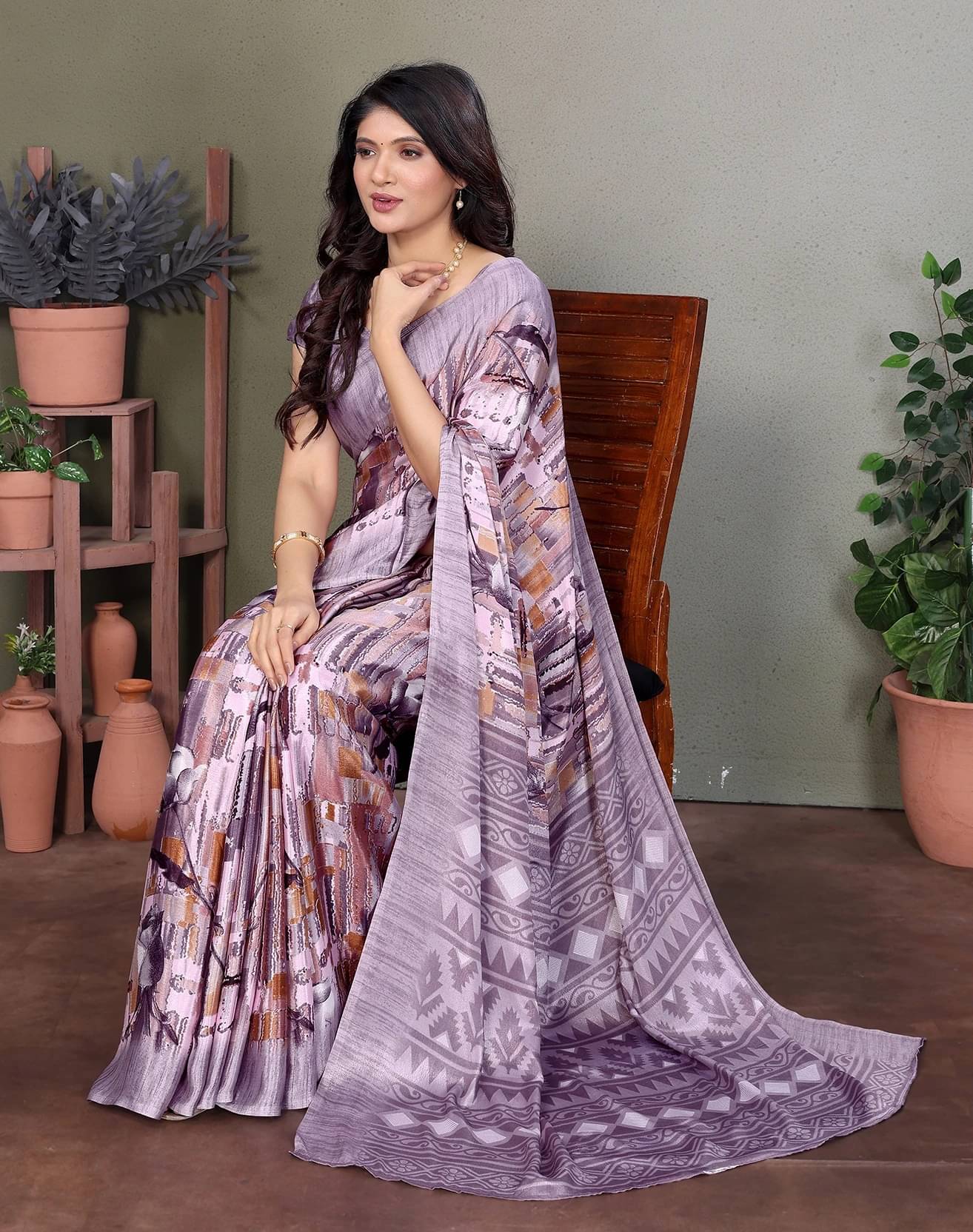 Yashika Silk Printed Regular Saree With Unstitched Blouse Piece ( Purple ) Yashika Silk Printed Regular Saree With Unstitched Blouse Piece ( Purple )