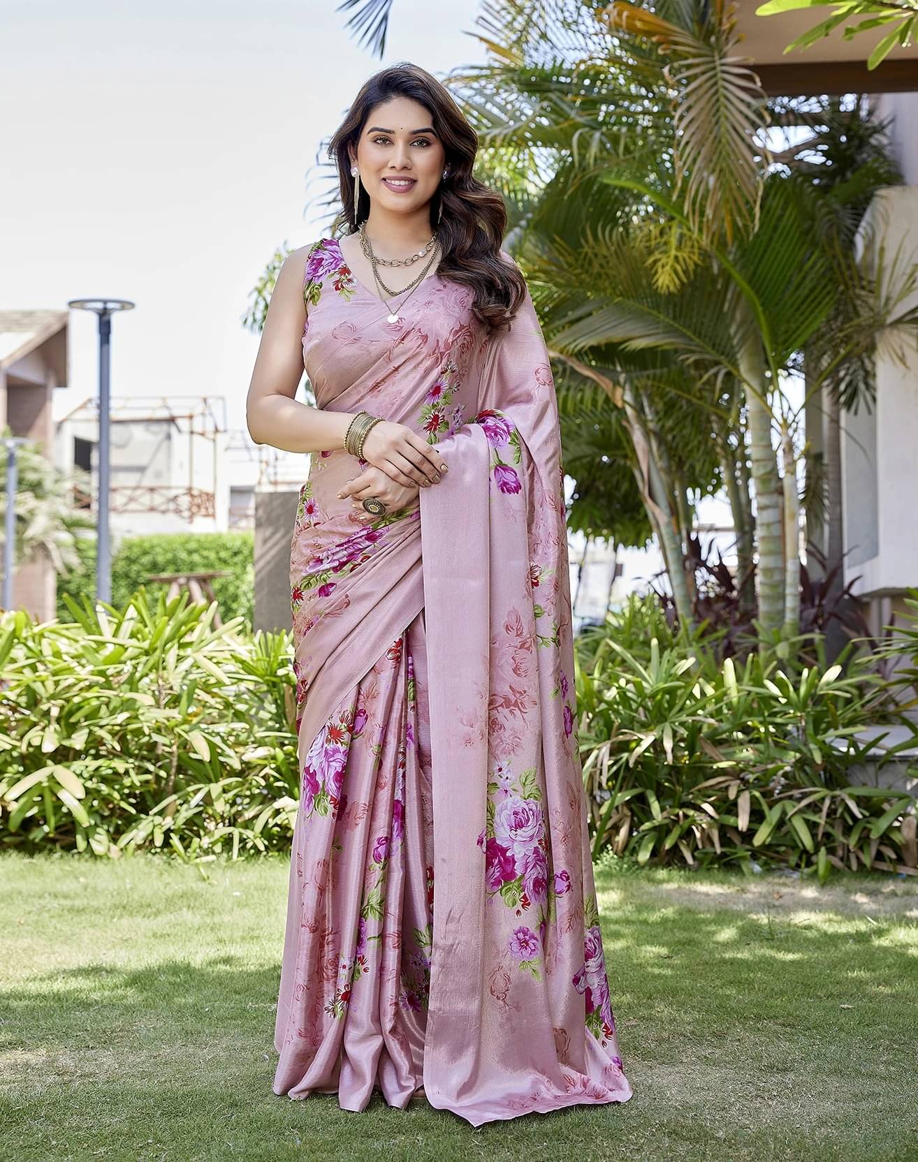 Yashika Silk Printed Regular Saree With Unstitched Blouse Piece ( Pink ) Yashika Silk Printed Regular Saree With Unstitched Blouse Piece ( Pink )