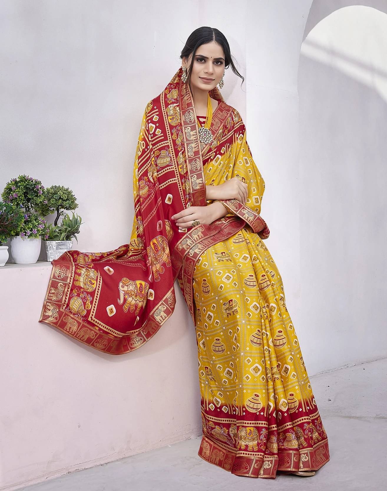 Yashika Silk Printed Regular Saree With Unstitched Blouse Piece ( Red )     			Yashika Silk Printed Regular Saree With Unstitched Blouse Piece ( Red )