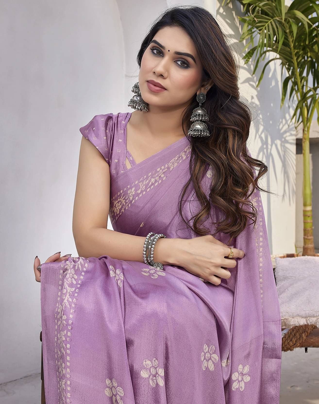     			Yashika Silk Printed Regular Saree With Unstitched Blouse Piece ( Purple )