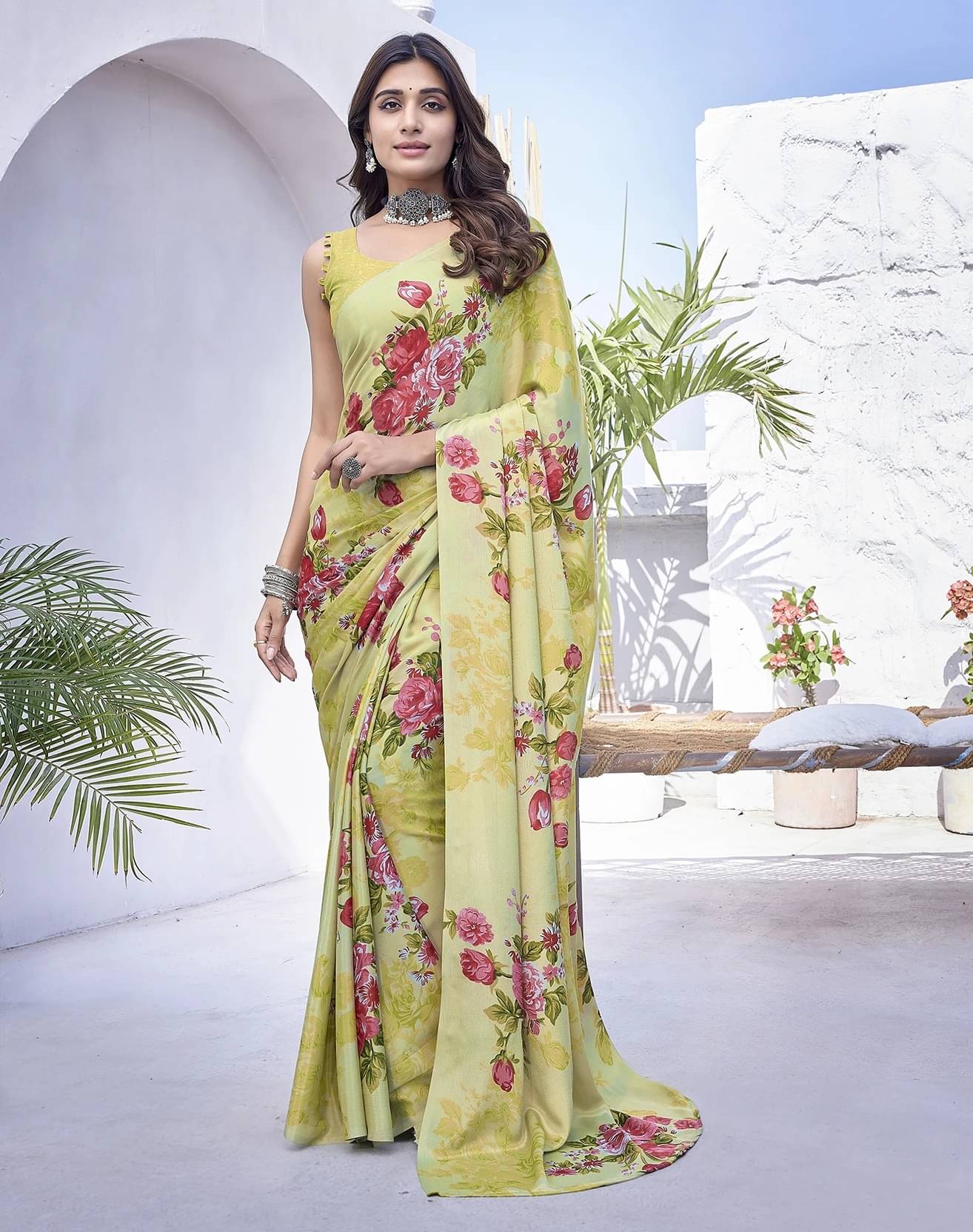 Yashika Silk Printed Regular Saree With Unstitched Blouse Piece ( Green ) Yashika Silk Printed Regular Saree With Unstitched Blouse Piece ( Green )