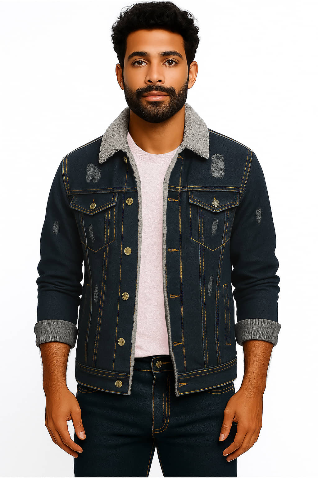 52dealz Denim Men's Denim Jacket - Dark Grey ( Pack of 1 ) - Jackets & Coats | Buy online on ZillyBuy