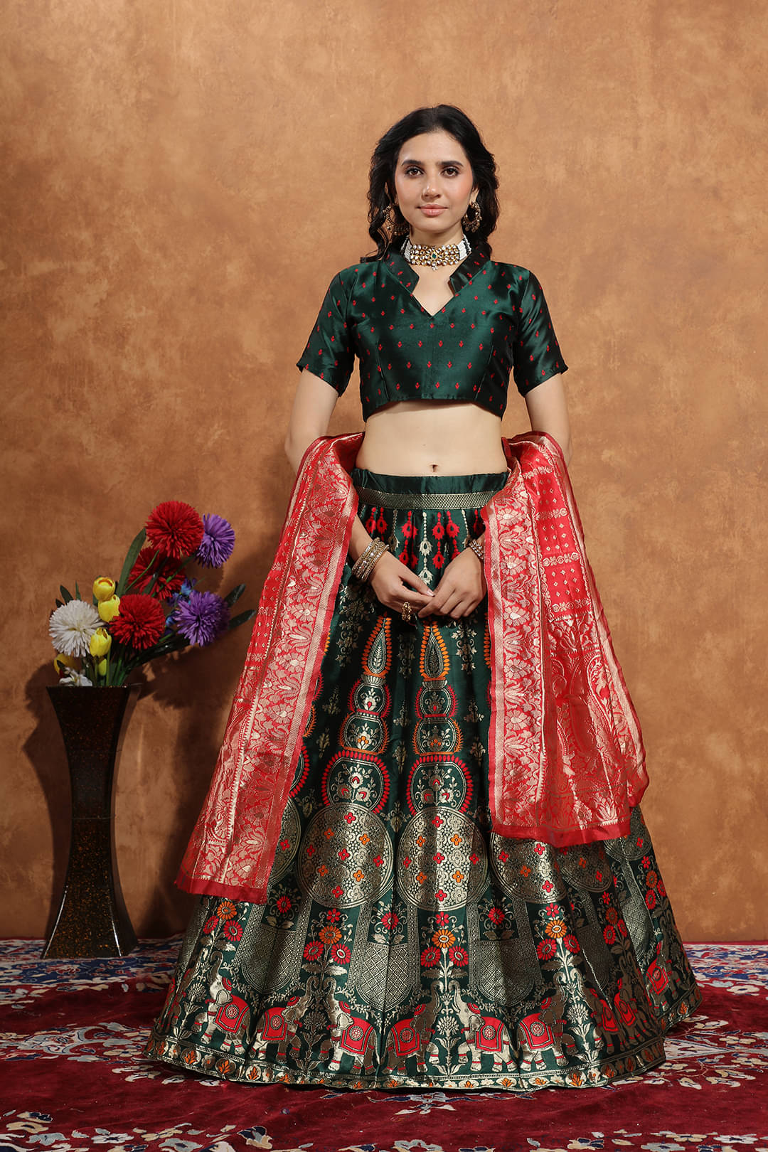 A TO Z CART Women Art Silk Saree Style Semi Stitched Lehenga Choli ( Green ) A TO Z CART Women Art Silk Saree Style Semi Stitched Lehenga Choli ( Green )