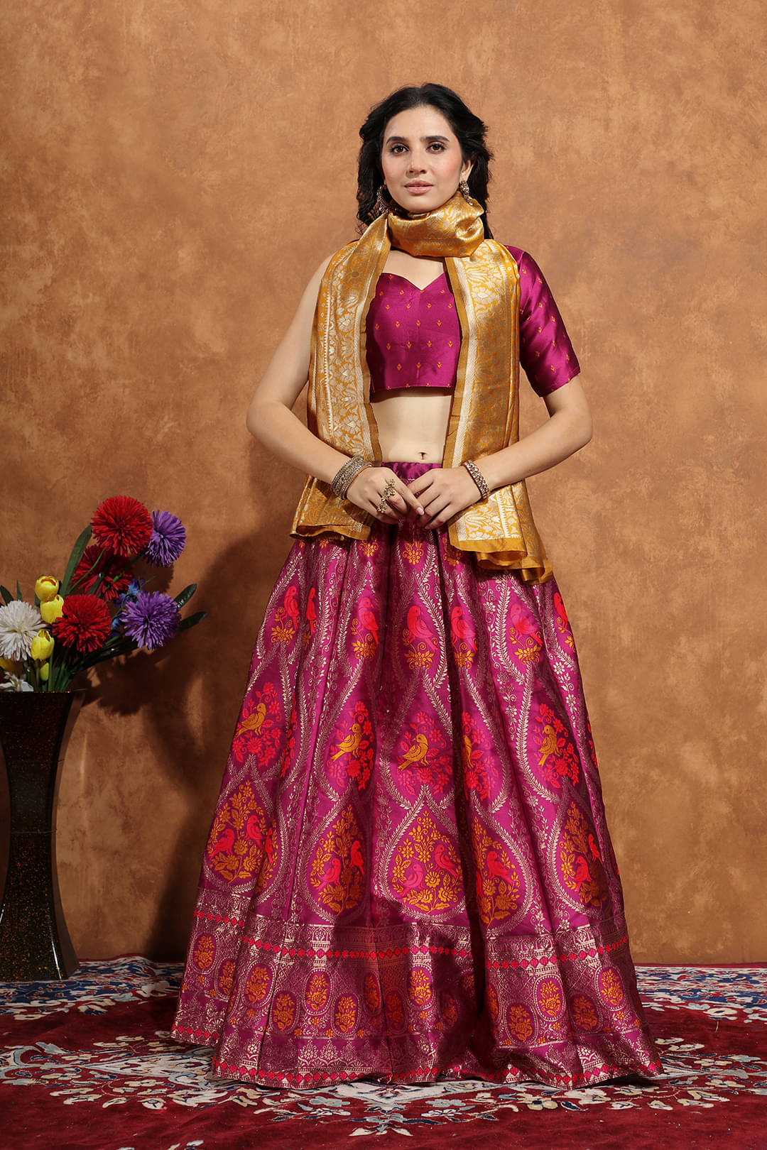     			A TO Z CART Women Art Silk Saree Style Semi Stitched Lehenga Choli ( Purple )