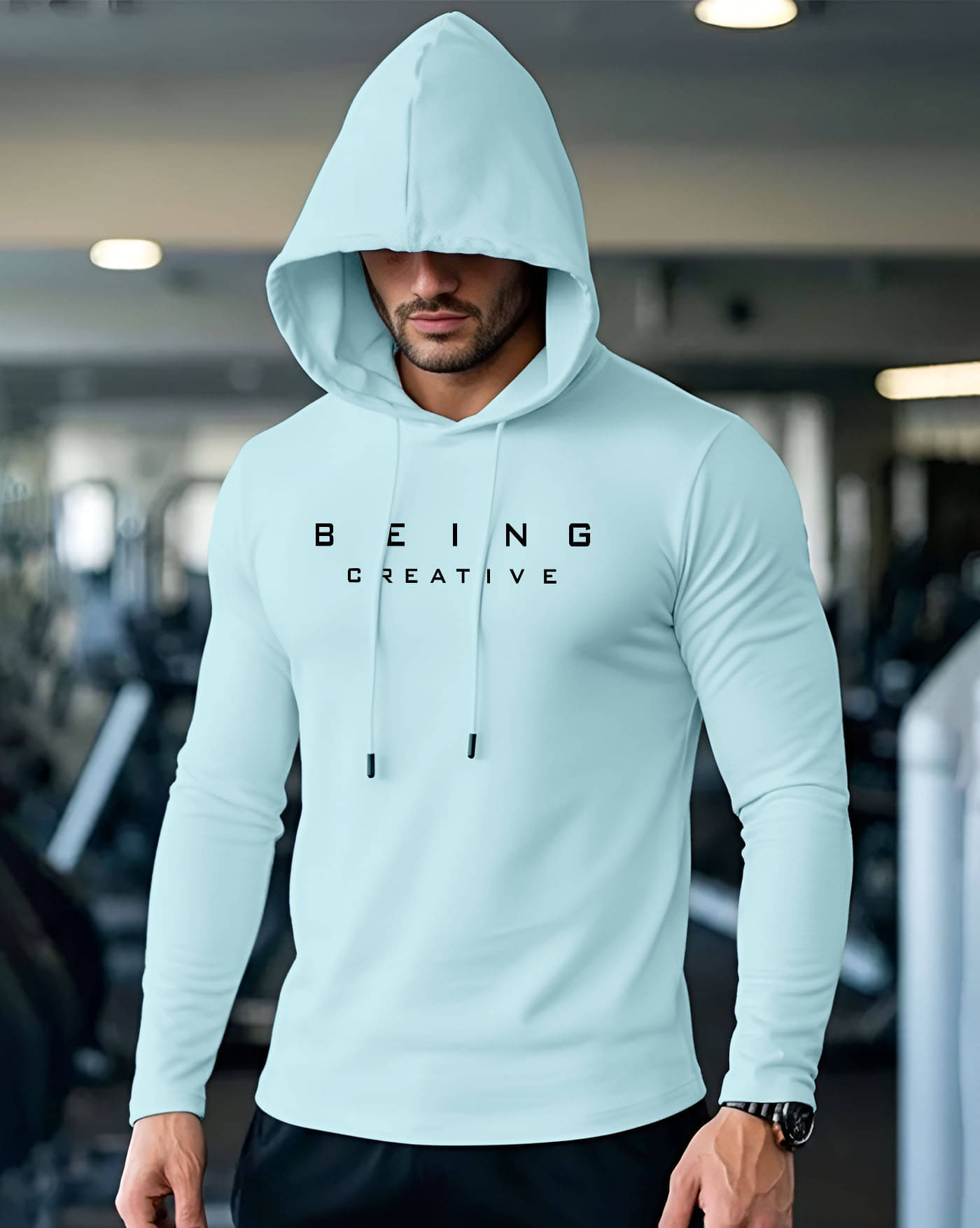     			AOOSH Men Cotton Blend Regular Fit Printed T-Shirt ( Sky Blue )