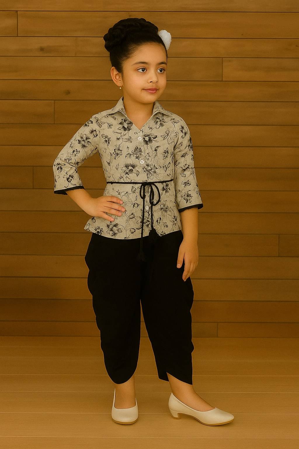     			ARSHIA FASHION Girls Cotton Blend Kurti with Legging ( Pack of 1 , Black )