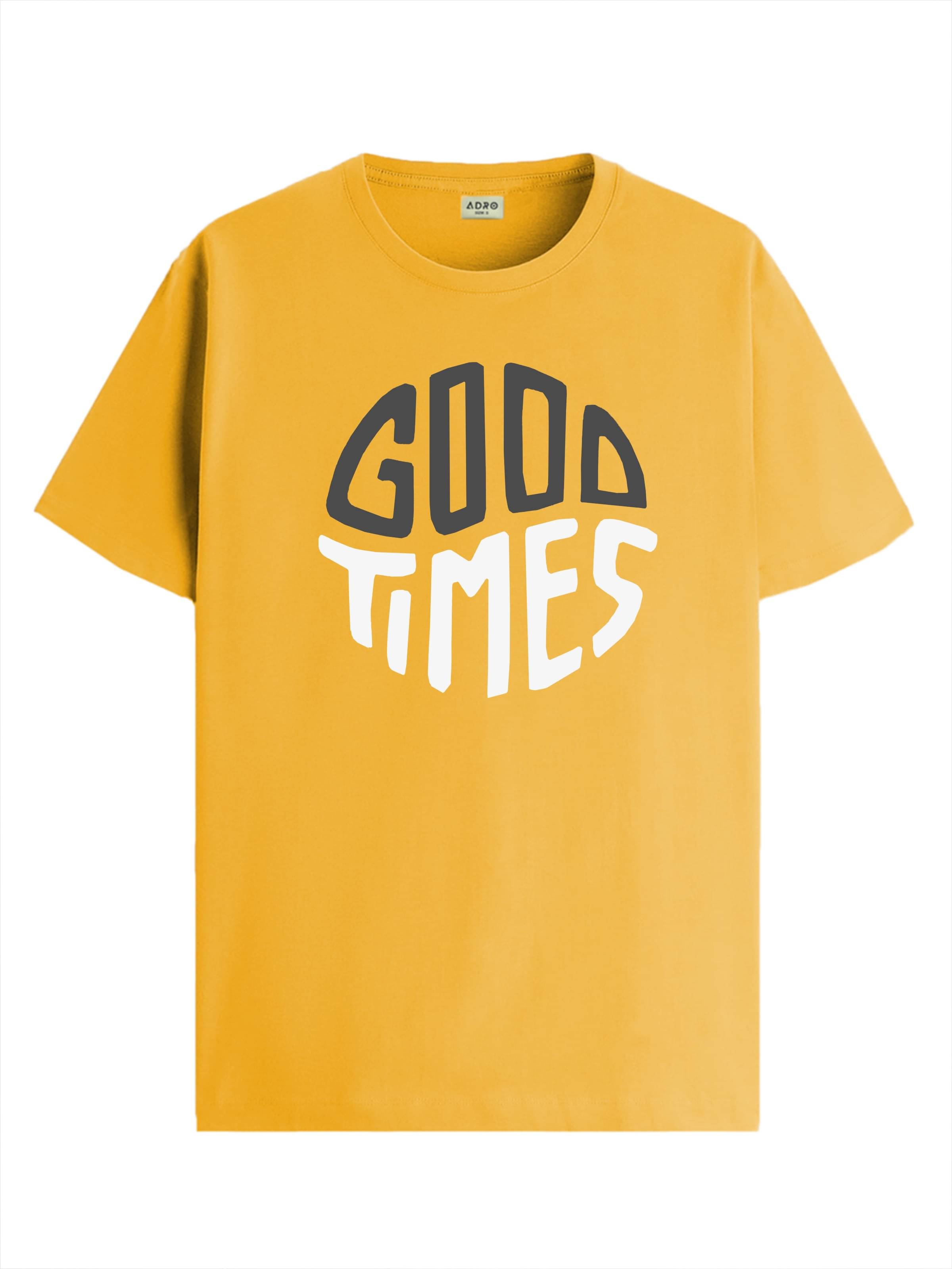     			Adro Men Cotton Blend Regular Fit Printed T-Shirt ( Mustard )