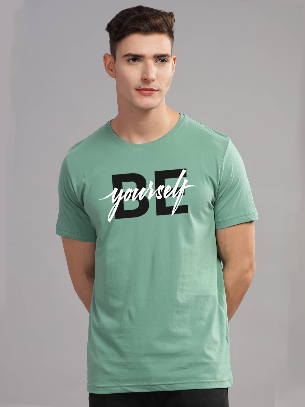     			Adro Men Cotton Blend Regular Fit Printed T-Shirt ( Sea Green )