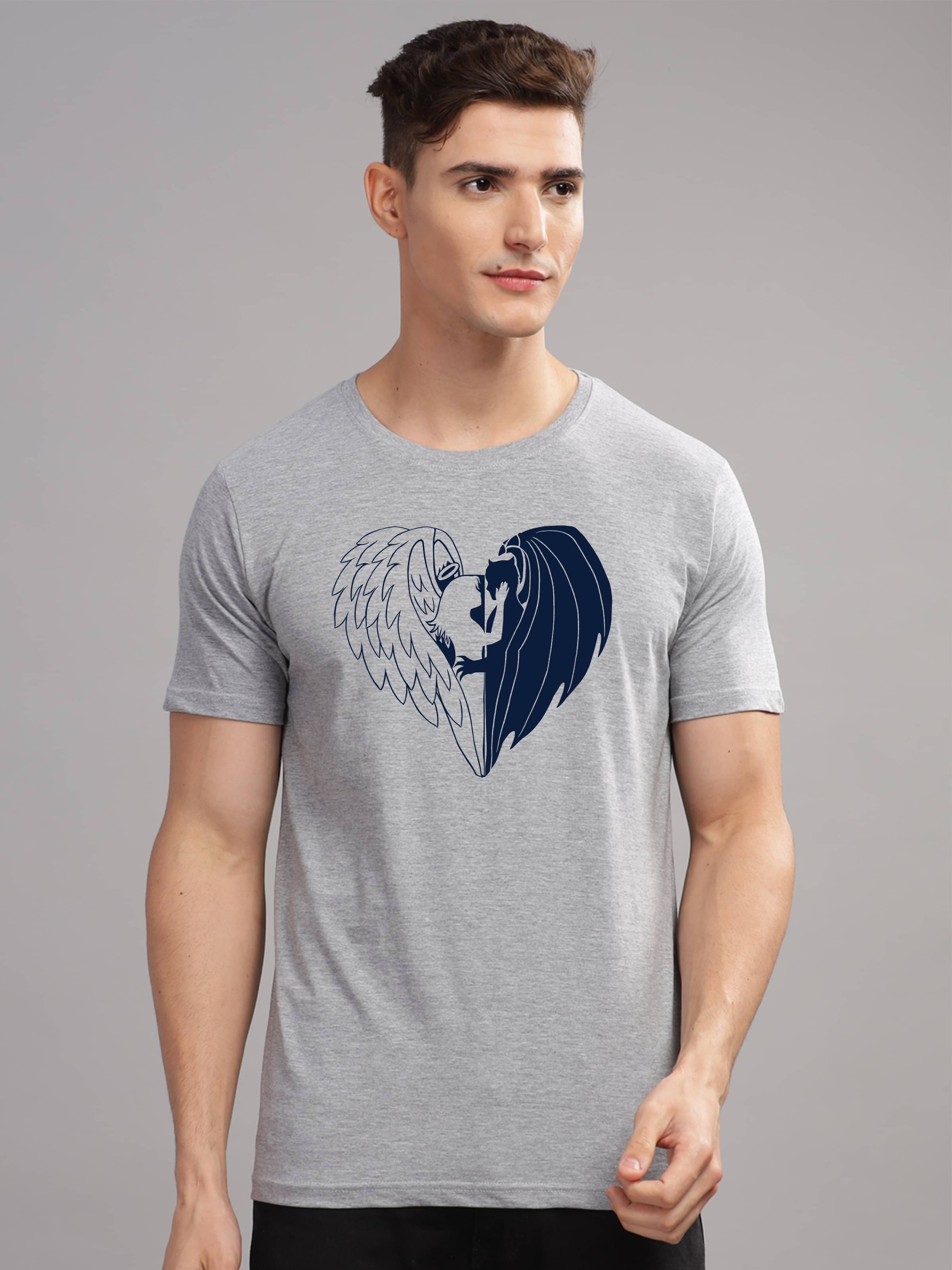     			Adro Men Cotton Blend Regular Fit Printed T-Shirt ( Grey )