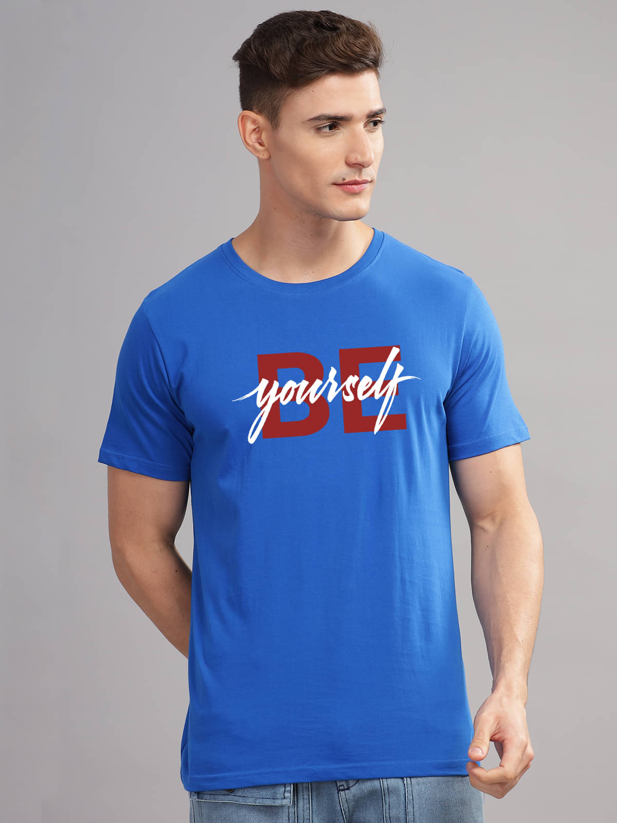     			Adro Men Cotton Blend Regular Fit Printed T-Shirt ( Blue )