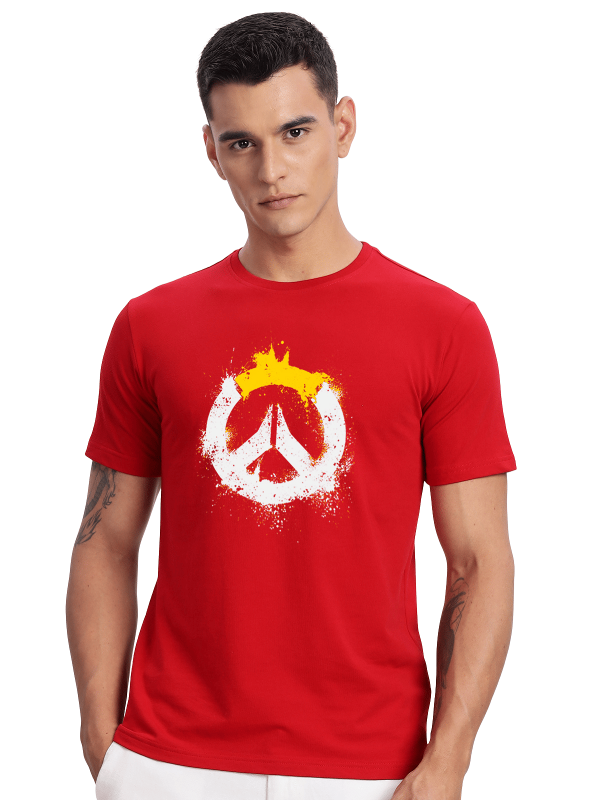 Adro Men Cotton Blend Regular Fit Printed T-Shirt ( Red ) Adro Men Cotton Blend Regular Fit Printed T-Shirt ( Red )