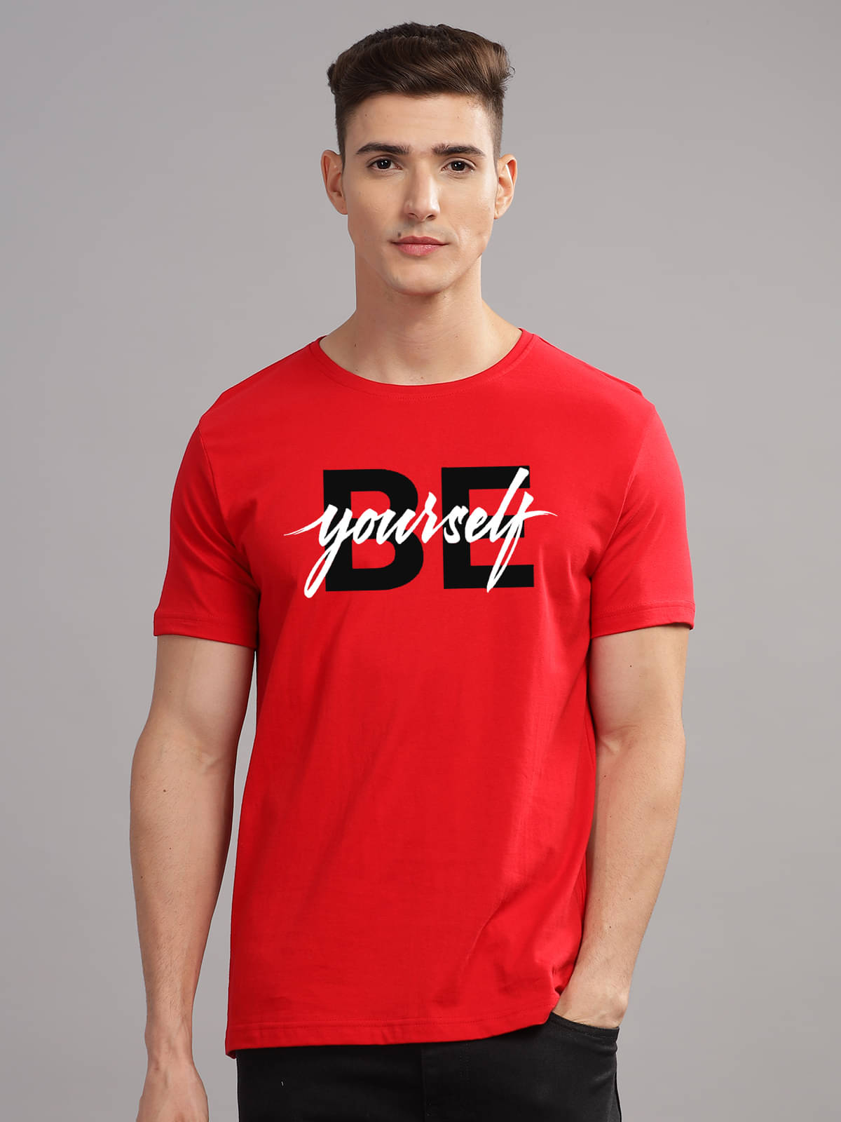     			Adro Men Cotton Blend Regular Fit Printed T-Shirt ( Red )