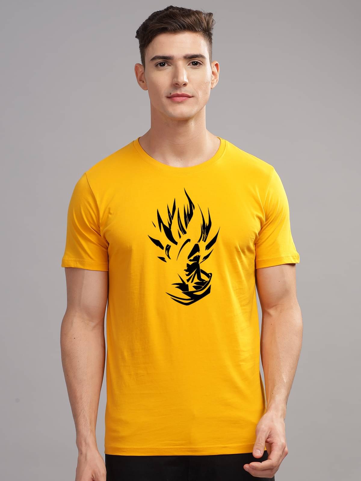     			Adro Men Cotton Blend Regular Fit Printed T-Shirt ( Mustard )