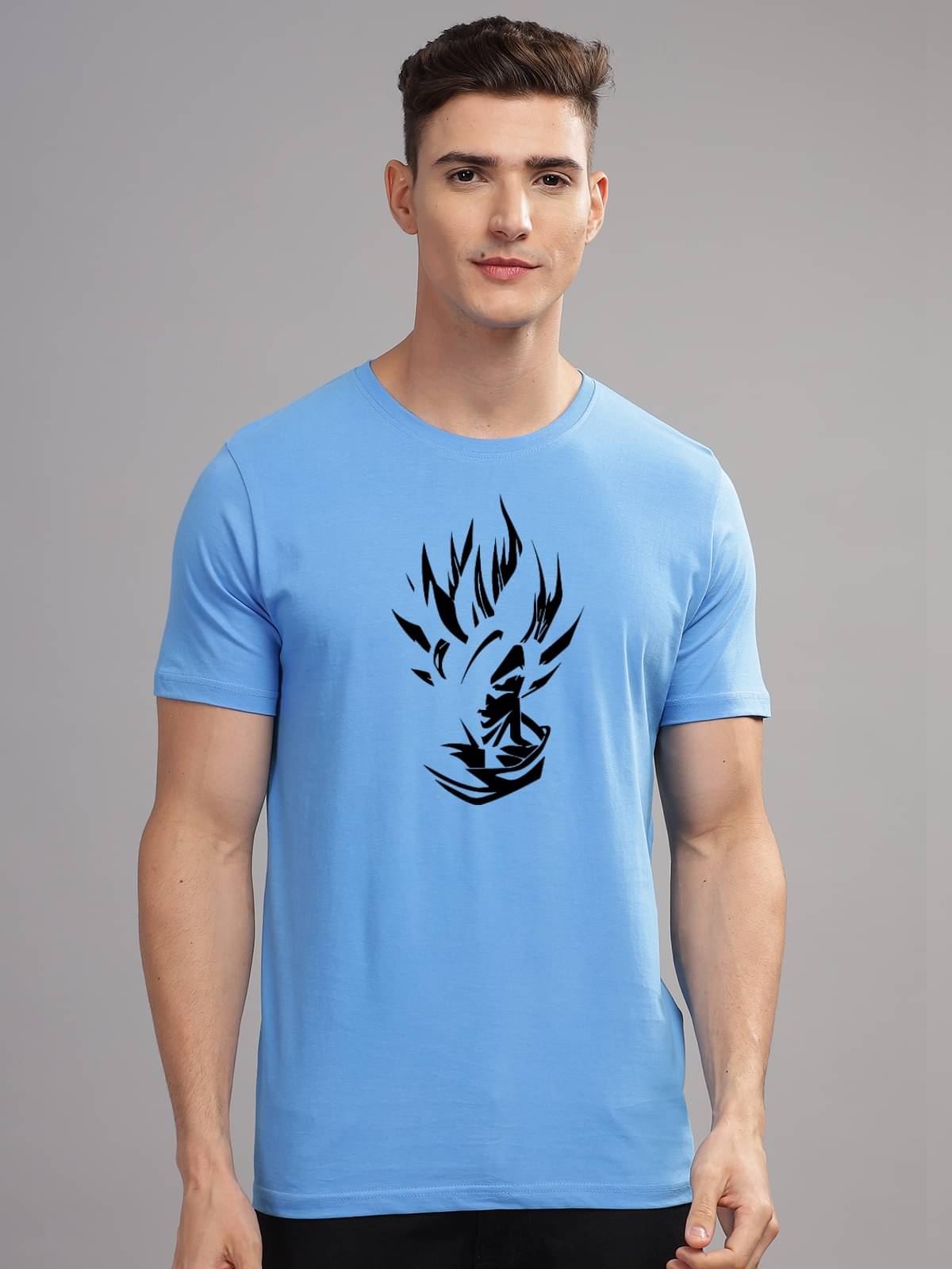     			Adro Men Cotton Blend Regular Fit Printed T-Shirt ( Sky Blue )