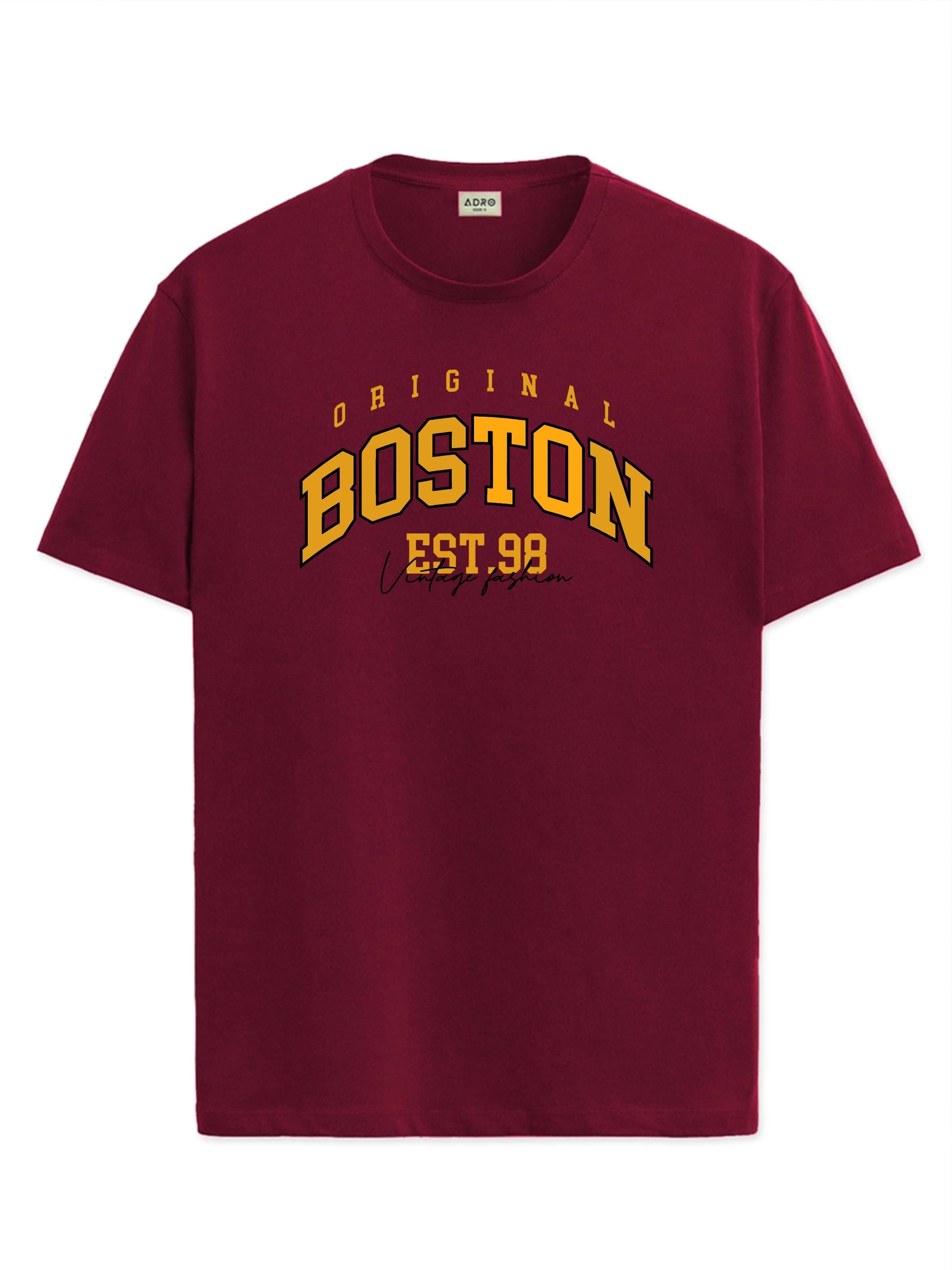    			Adro Men Cotton Blend Regular Fit Printed T-Shirt ( Maroon )