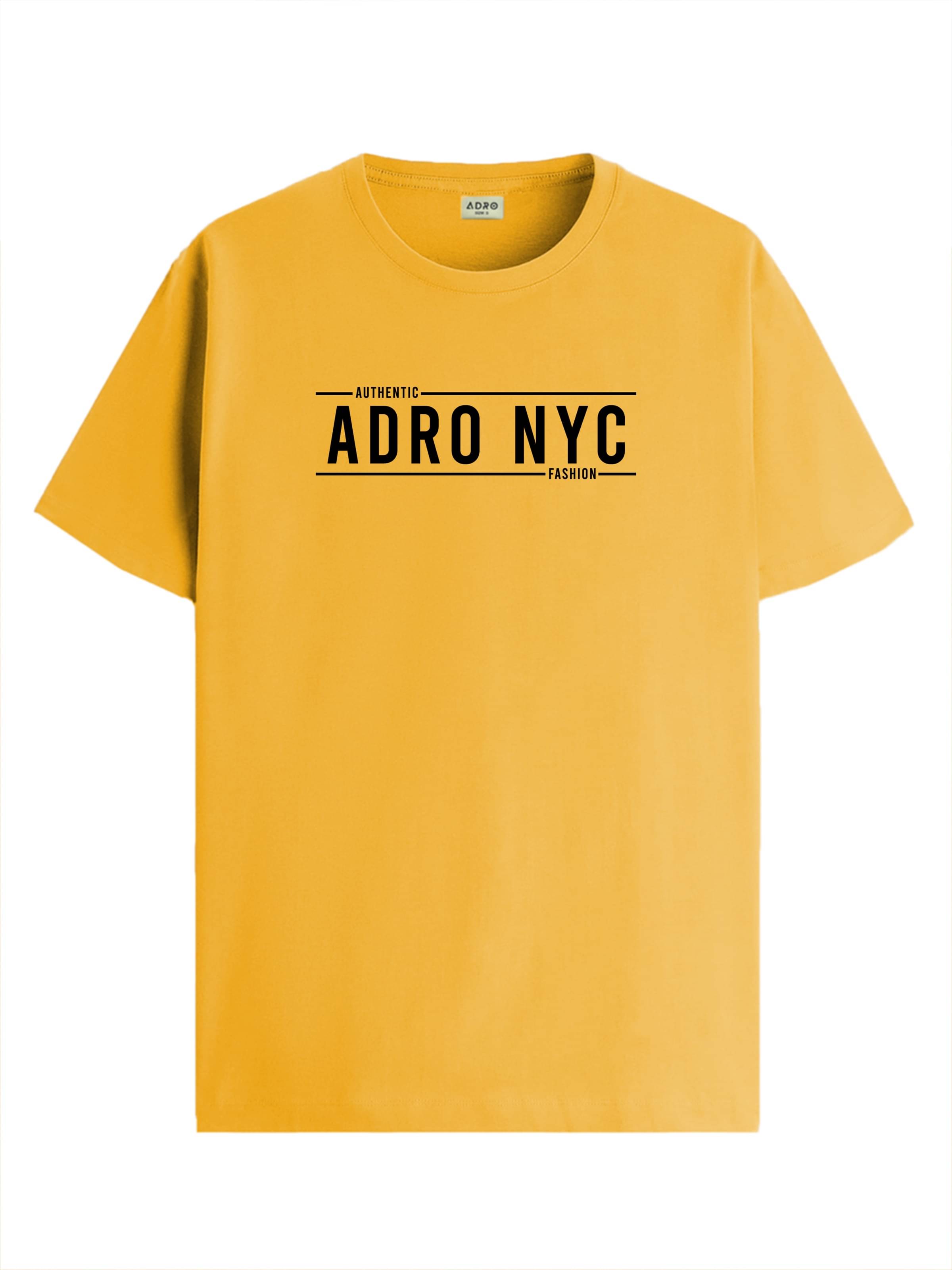     			Adro Men Cotton Blend Regular Fit Printed T-Shirt ( Mustard )