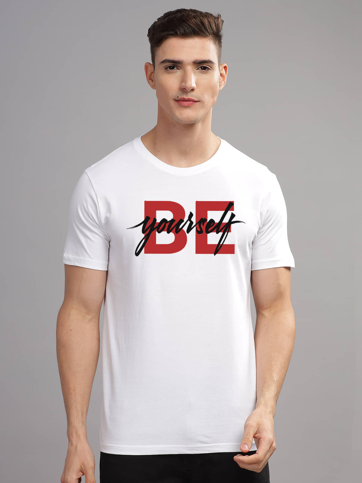     			Adro Men Cotton Blend Regular Fit Printed T-Shirt ( White )