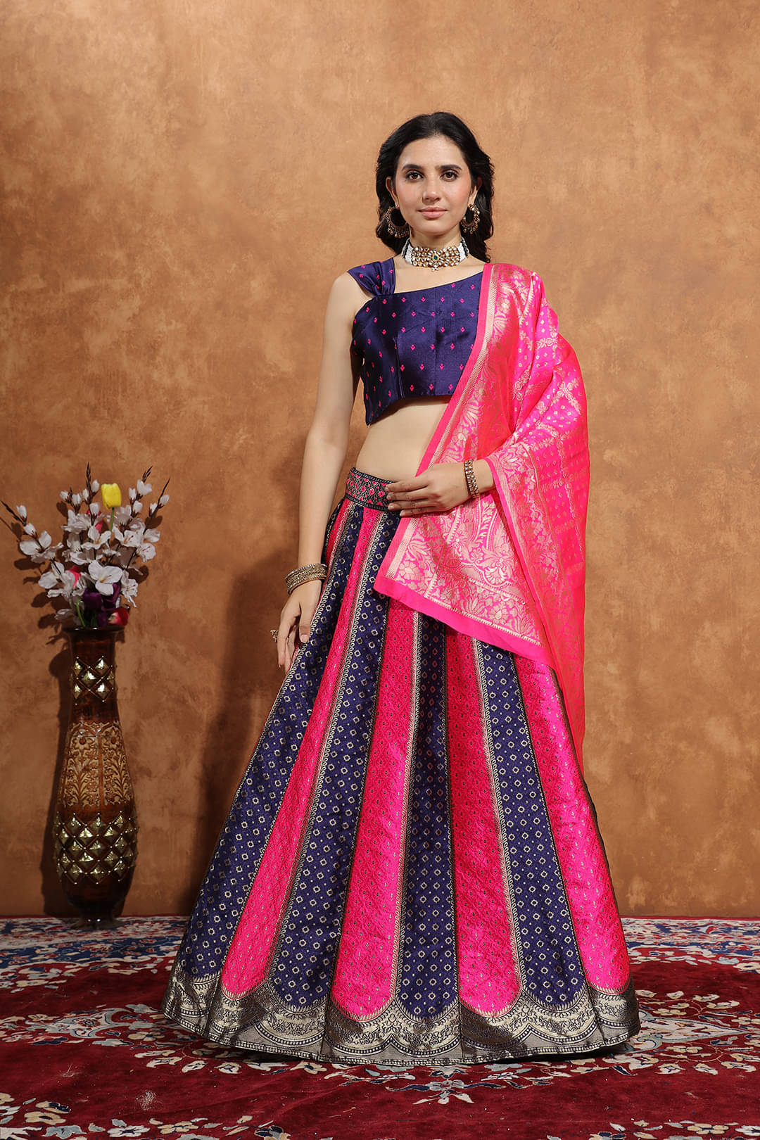     			Apnisha Women Art Silk Saree Style Unstitched Lehenga Choli ( Multicolor 1 )