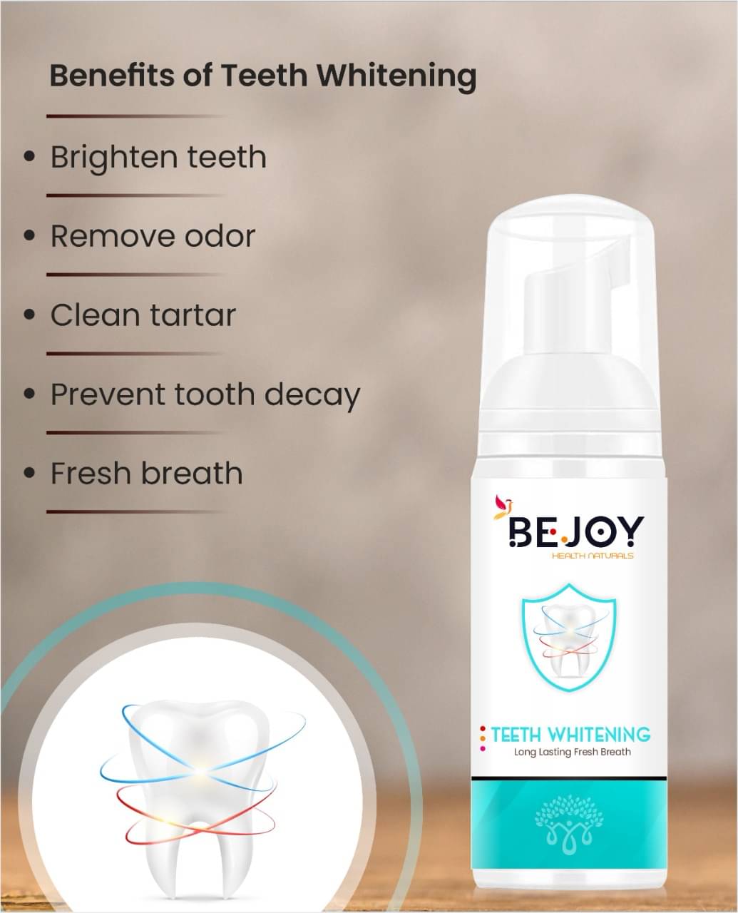 BEJOY Teeth whitening foaming Mouthwash Spray 60 mL BEJOY Teeth whitening foaming Mouthwash Spray 60 mL
