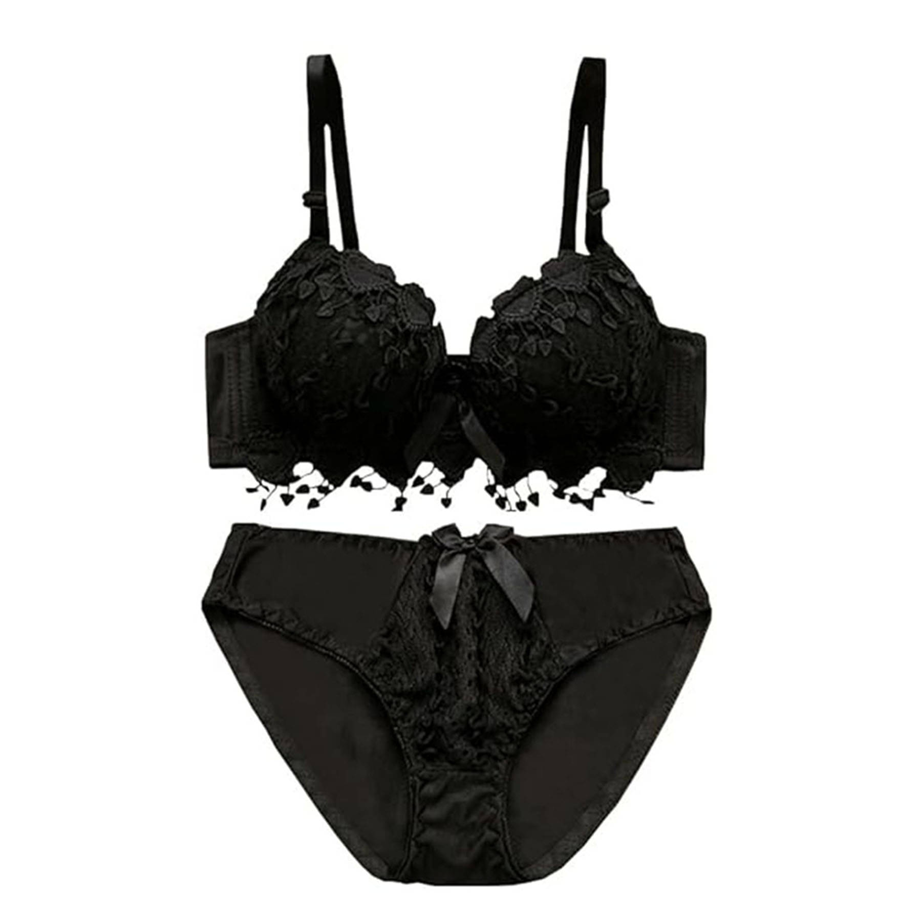     			BOM BOM Cotton Lycra Lightly Padded Bra & Panty Set ( Black , Pack of 1 )