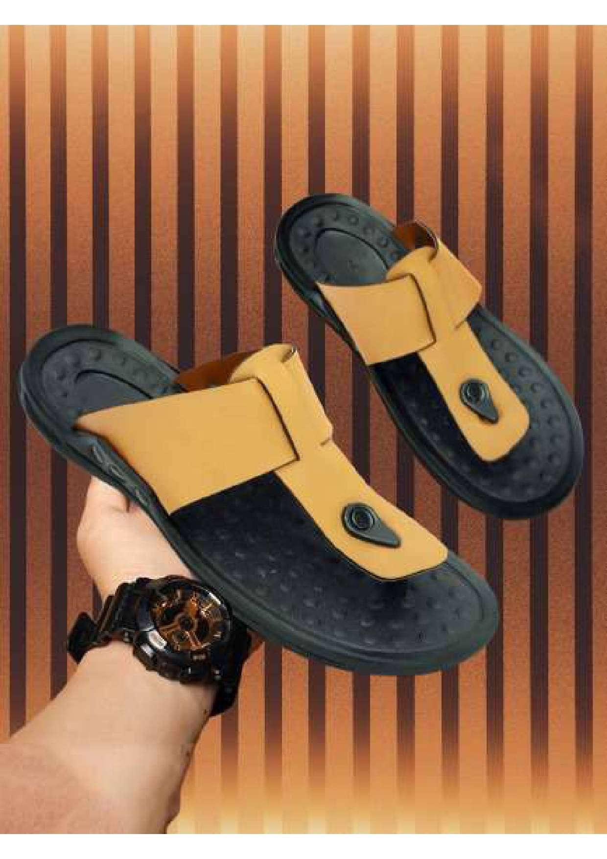     			Buxton Tan Men's Slide Flip Flop