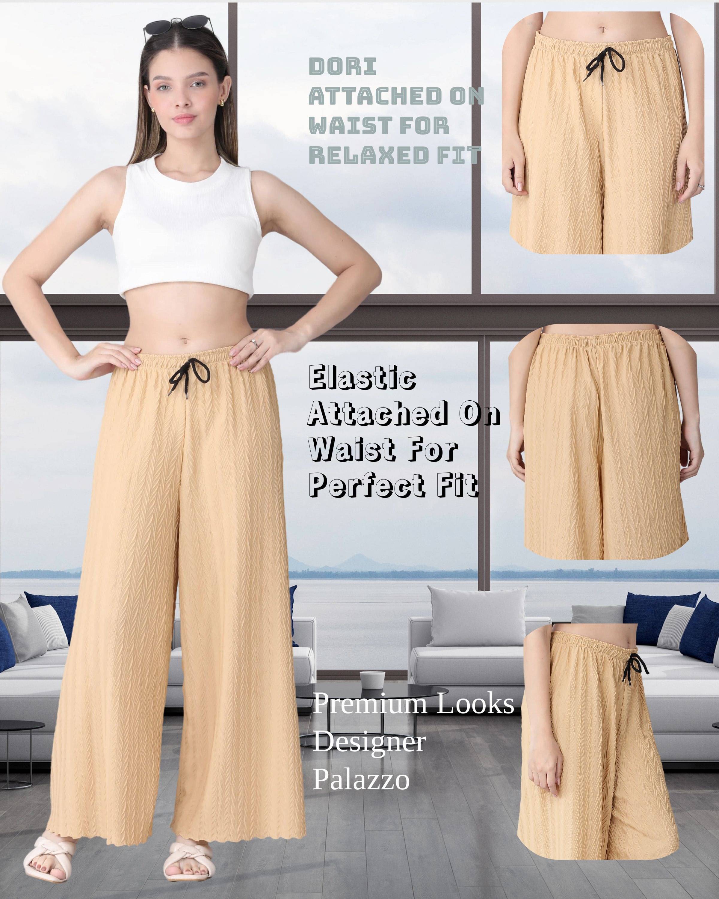     			Clifton Fab Women Lycra Solid Palazzos ( Beige )