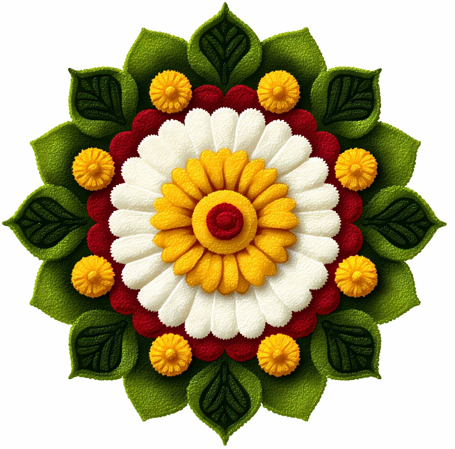     			Colorful Floral Rangoli Design Wall Sticker – 18x18 Inches