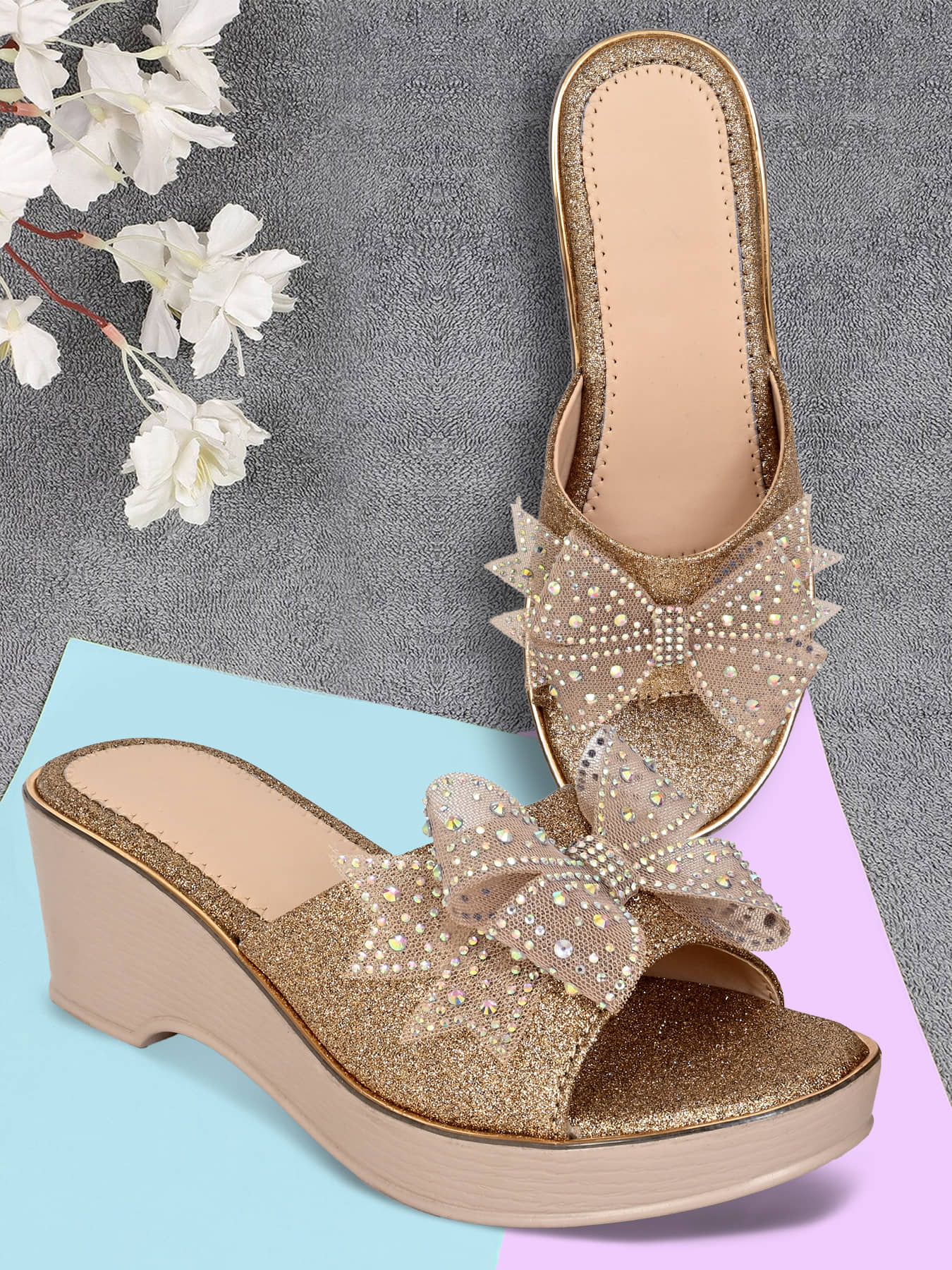 Cozy Wear Gold Women's Sandal Heels - Heels | Buy online on ZillyBuy