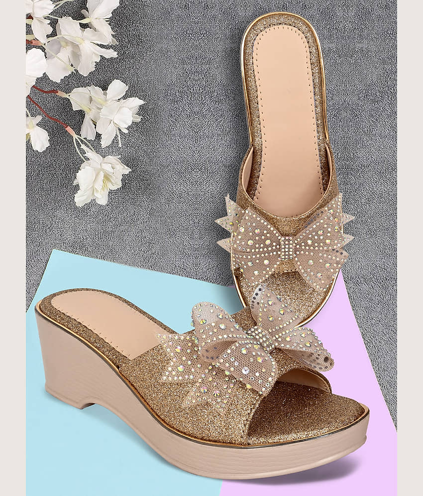 Cozy Wear Gold Women's Sandal Heels - Heels | Buy online on ZillyBuy
