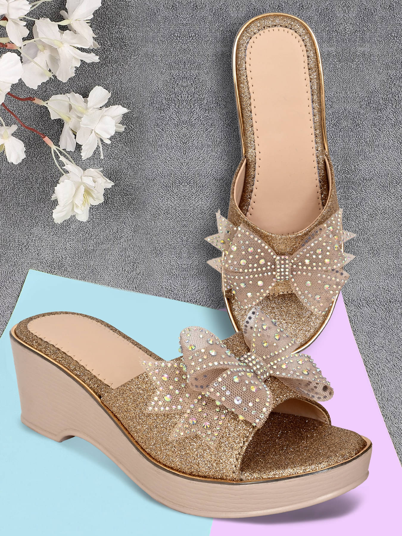     			Cozy Wear Gold Women's Sandal Heels
