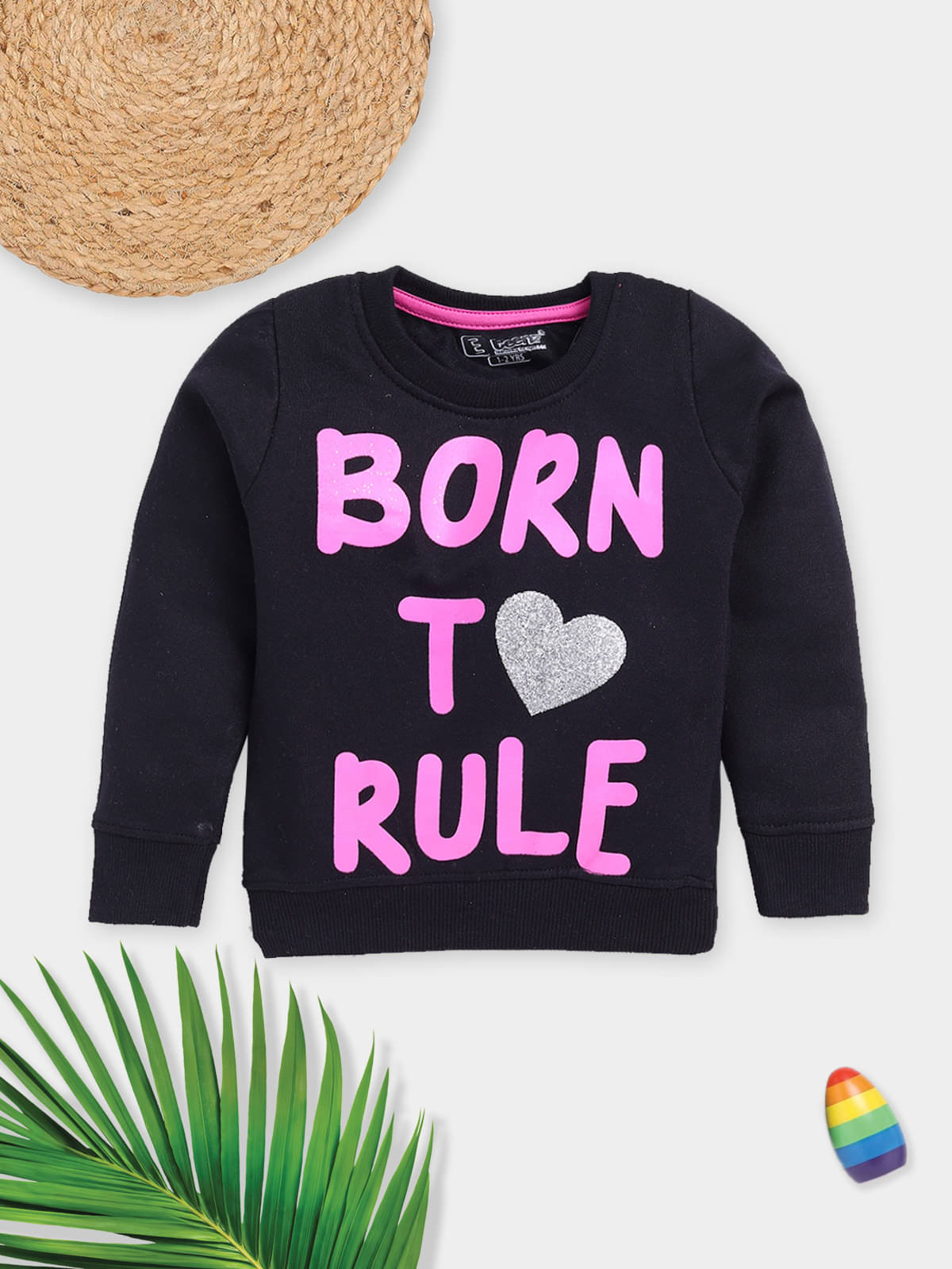     			Eteenz Pack of 1 Girls Fleece Sweatshirt ( Black )