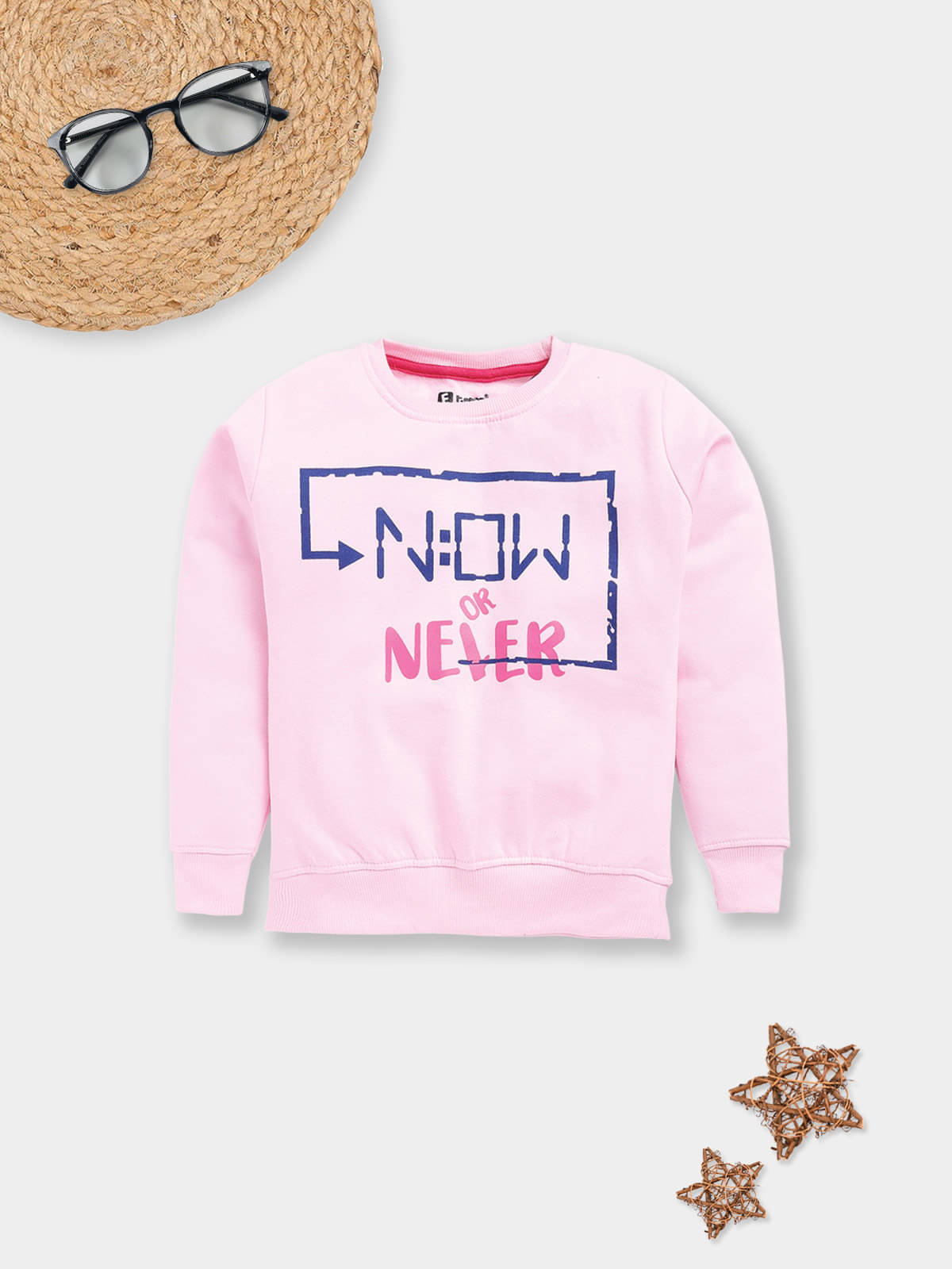     			Eteenz Pack of 1 Girls Fleece Sweatshirt ( Baby Pink )