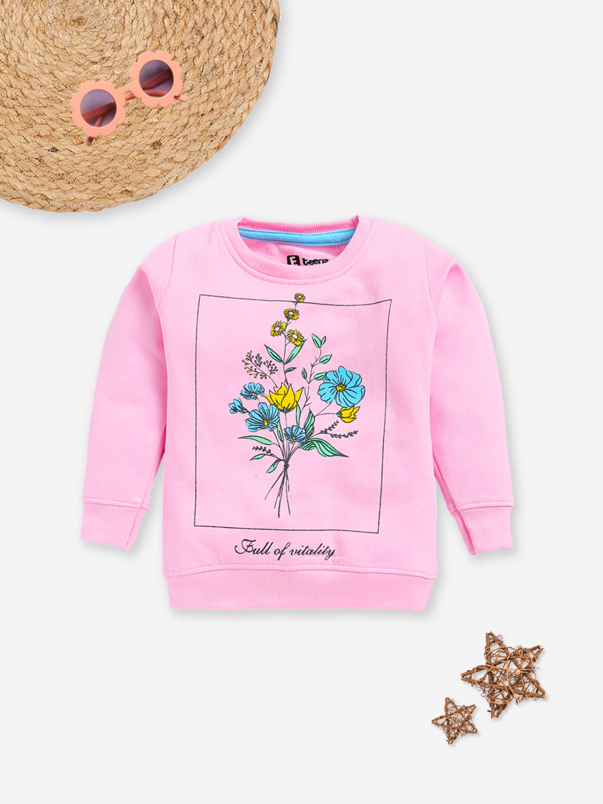     			Eteenz Pack of 1 Girls Fleece Sweatshirt ( Baby Pink )