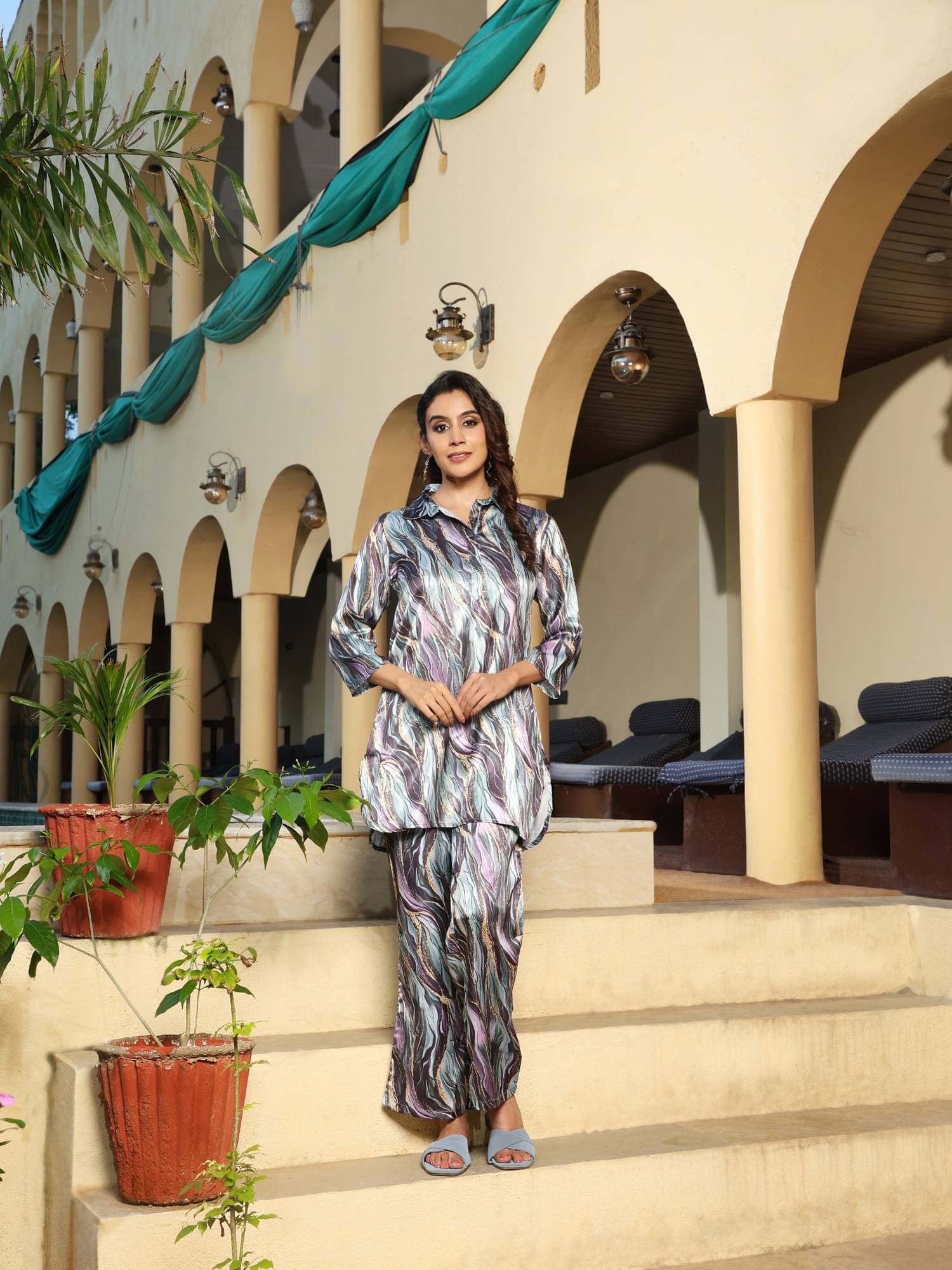     			Flavia Creation Women Printed Top With Trousers Co-Ord Set ( Multicolor )