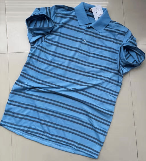     			Generic Charvneet enterprises Men Cotton Blend Regular Fit Striped Polo T Shirt ( Sky Blue )
