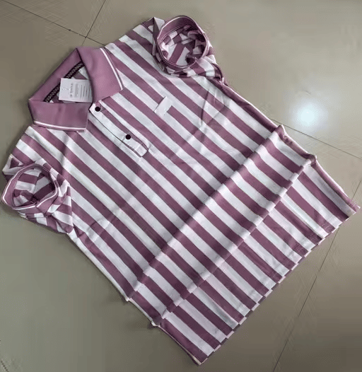     			Generic Charvneet enterprises Men Cotton Blend Regular Fit Striped Polo T Shirt ( Pink )