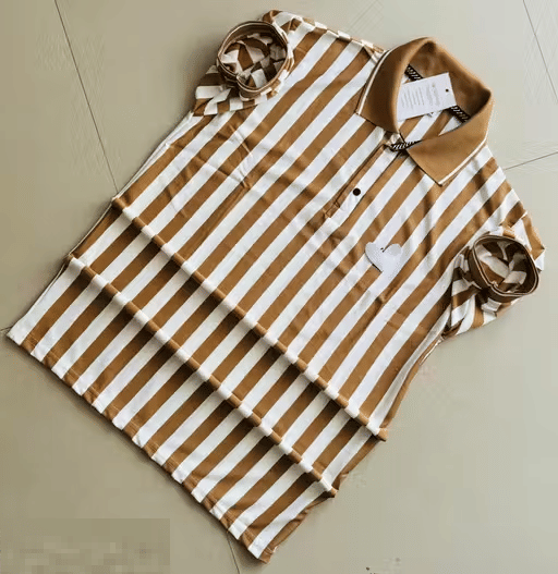     			Generic Charvneet enterprises Men Cotton Blend Regular Fit Striped Polo T Shirt ( Khaki )
