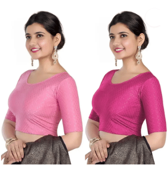     			Generic I VEERA Cotton Blend Readymade without Pad Round Neck Women's Blouse ( Multicolor )