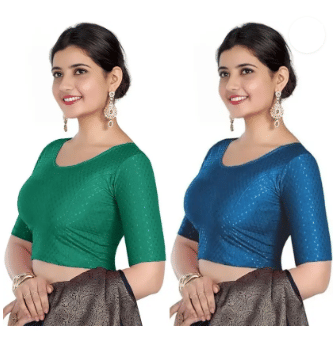     			Generic I VEERA Cotton Blend Readymade without Pad Round Neck Women's Blouse ( Green )