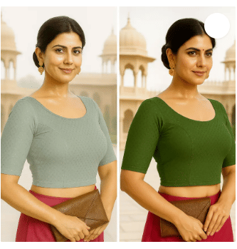    			Generic I VEERA Cotton Blend Readymade without Pad Round Neck Women's Blouse ( Grey )
