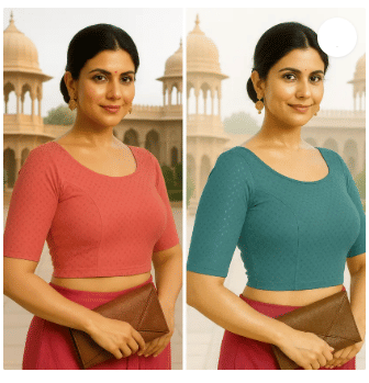     			Generic I VEERA Cotton Blend Readymade without Pad Round Neck Women's Blouse ( Multicolor )