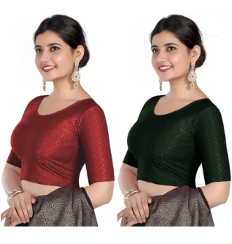     			Generic I VEERA Cotton Blend Readymade without Pad Round Neck Women's Blouse ( Maroon )
