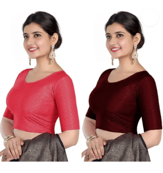     			Generic I VEERA Cotton Blend Readymade without Pad Round Neck Women's Blouse ( Multicoloured )